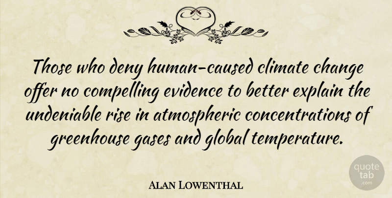 Alan Lowenthal Quote About Temperature, Climate, Deny: Those Who Deny Human Caused...