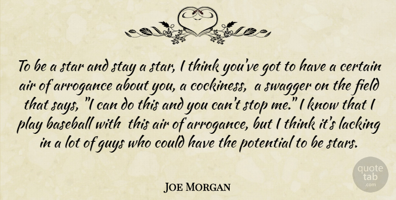 Joe Morgan Quote About Softball, Sports, Baseball: To Be A Star And...