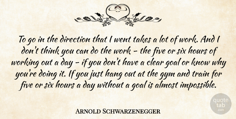 Arnold Schwarzenegger Quote About Thinking, Clear Goals, Work Out: To Go In The Direction...