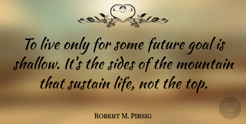 Robert M. Pirsig Quote About Future, Mountain, Sides, Sustain: To Live Only For Some...
