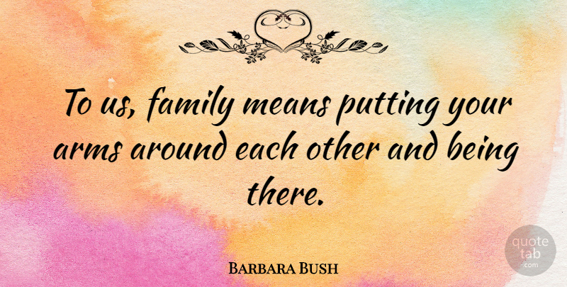 Barbara Bush Quote About Inspirational, Family, Mean: To Us Family Means Putting...