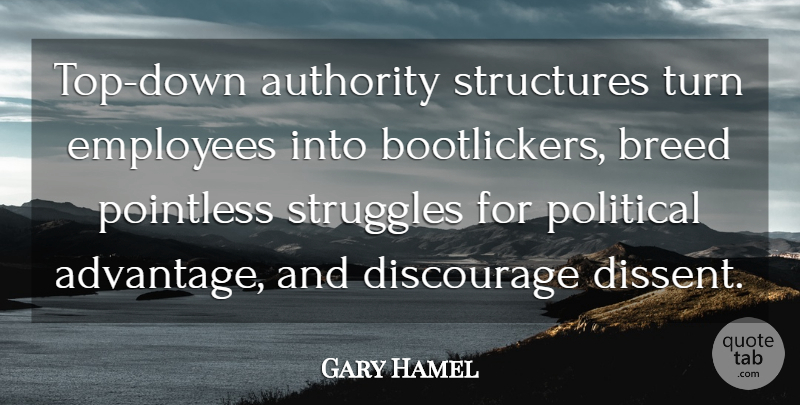 Gary Hamel Quote About Struggle, Top Down, Political: Top Down Authority Structures Turn...