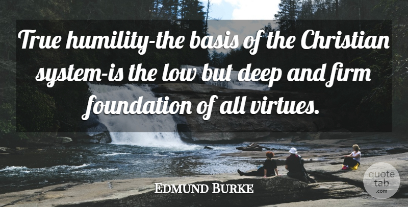 Edmund Burke Quote About Christian, Humility, Foundation: True Humility The Basis Of...