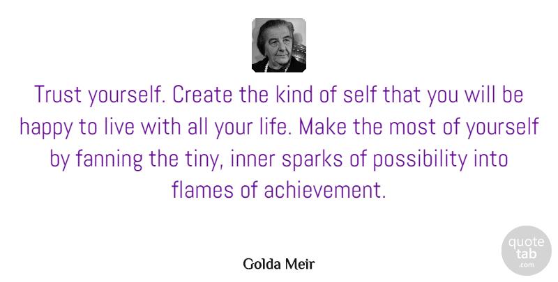 Golda Meir Quote About Motivational, Happiness, Trust: Trust Yourself Create The Kind...