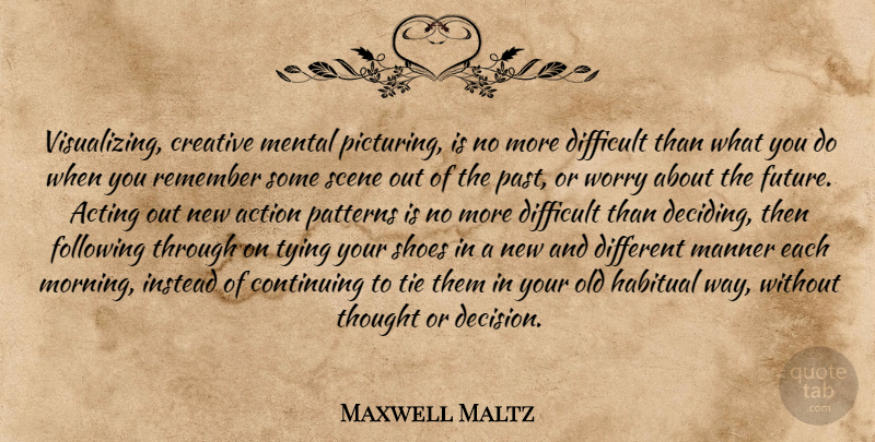 Maxwell Maltz Quote About Morning, Past, Shoes: Visualizing Creative Mental Picturing Is...