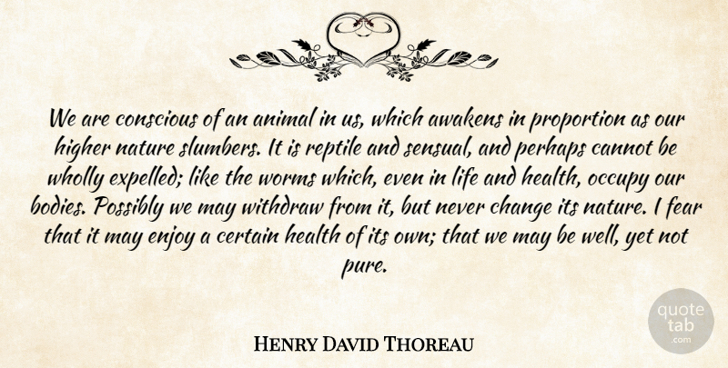 Henry David Thoreau Quote About Health, Animal, Sensual: We Are Conscious Of An...