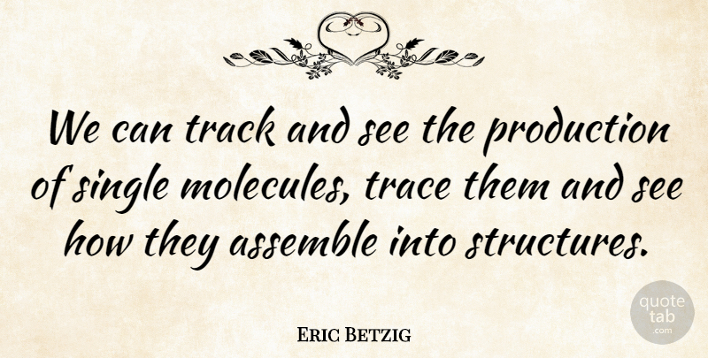 Eric Betzig Quote About Assemble, Trace: We Can Track And See...