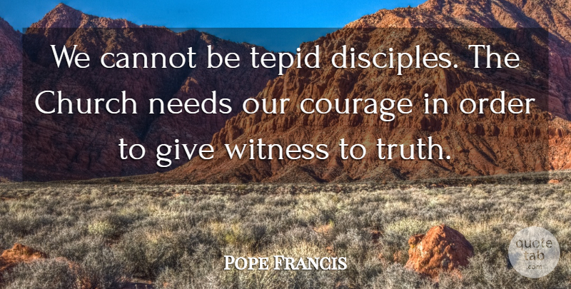 Pope Francis Quote About Order, Giving, Church: We Cannot Be Tepid Disciples...