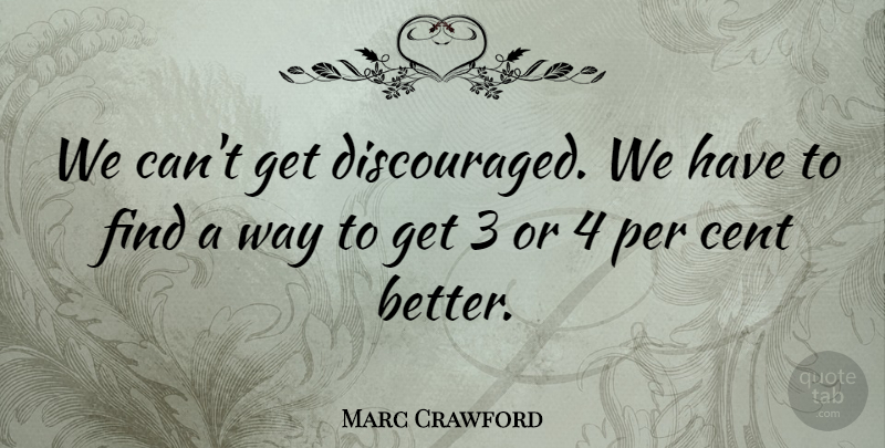 Marc Crawford Quote About Cent, Per: We Cant Get Discouraged We...