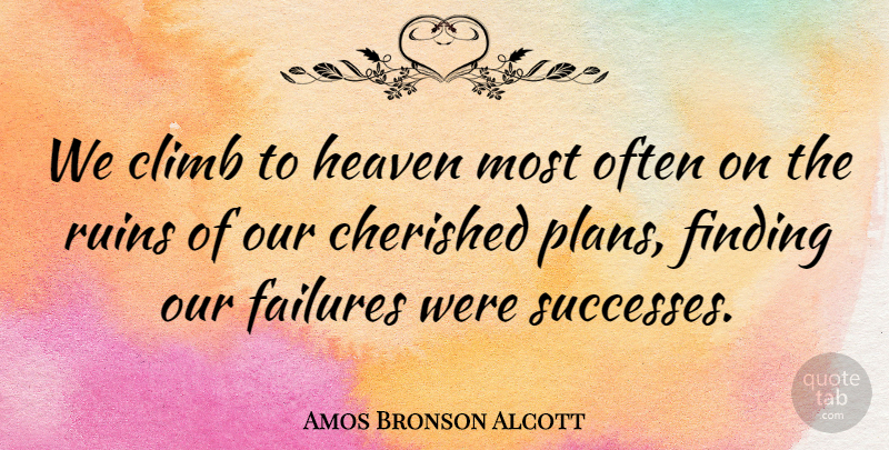 Amos Bronson Alcott Quote About Success, Failure, Heaven: We Climb To Heaven Most...