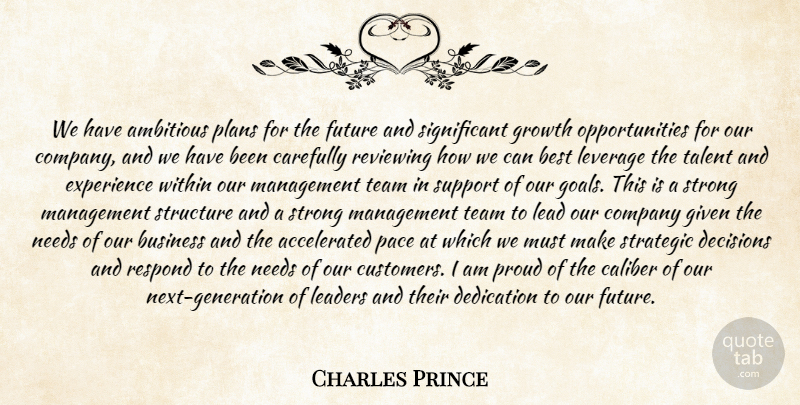 Charles Prince Quote About Ambitious, Best, Business, Caliber, Carefully: We Have Ambitious Plans For...