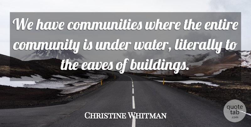Christine Whitman Quote About Community, Entire, Literally: We Have Communities Where The...