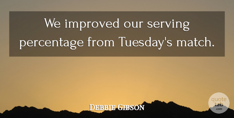 Debbie Gibson Quote About Improved, Percentage, Serving: We Improved Our Serving Percentage...