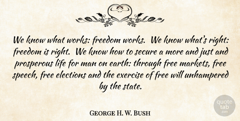 George H. W. Bush Quote About Exercise, Men, Presidential: We Know What Works Freedom...