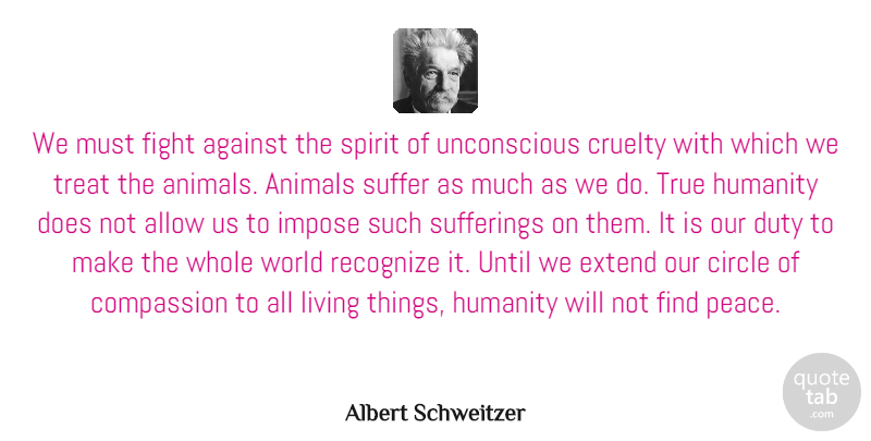 Albert Schweitzer Quote About Fighting, Animal, Compassion: We Must Fight Against The...