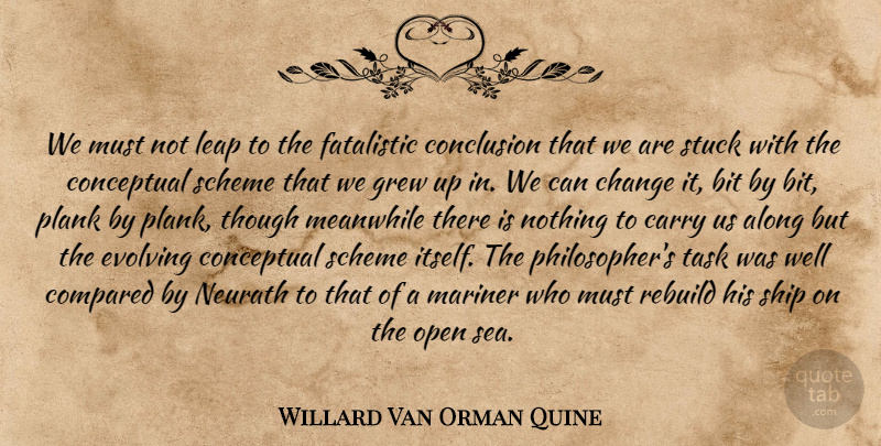 Willard Van Orman Quine Quote About Philosophical, Sea, Ships: We Must Not Leap To...