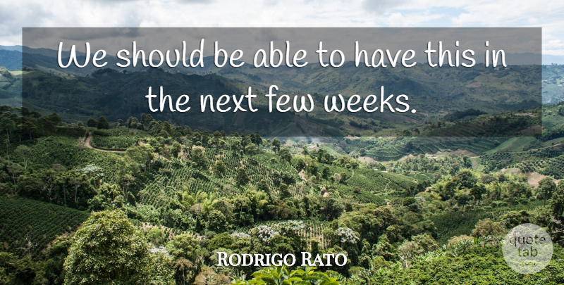 Rodrigo Rato Quote About Few, Next: We Should Be Able To...