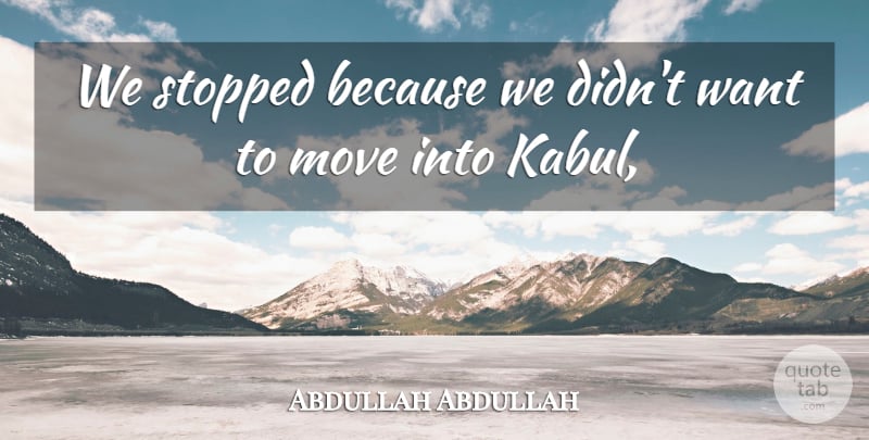 Abdullah Abdullah Quote About Move, Stopped: We Stopped Because We Didnt...