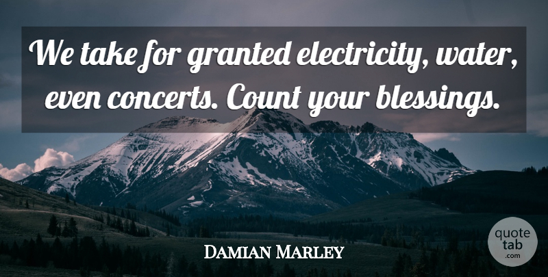 Damian Marley Quote About Blessing, Water, Granted: We Take For Granted Electricity...