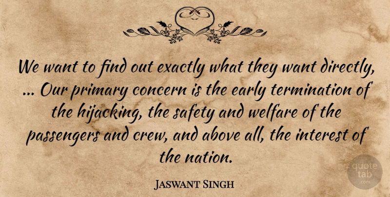 Jaswant Singh Quote About Above, Concern, Early, Exactly, Interest: We Want To Find Out...
