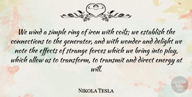 Nikola Tesla Quote About Allow, Bring, Delight, Direct, Effects: We Wind A Simple Ring...