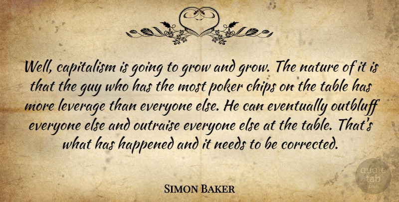 Simon Baker Quote About Guy, Needs, Tables: Well Capitalism Is Going To...