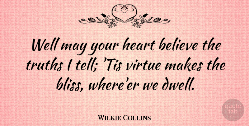 Wilkie Collins Quote About Believe, English Novelist, Heart, Truths, Virtue: Well May Your Heart Believe...