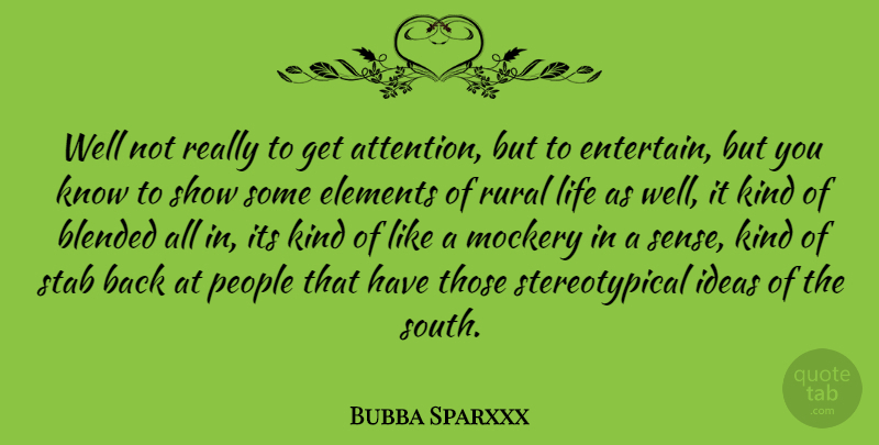 Bubba Sparxxx Quote About Ideas, People, Attention: Well Not Really To Get...