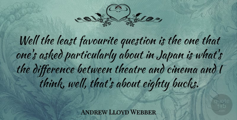 Andrew Lloyd Webber Quote About Asked, Difference, Eighty, Favourite, Japan: Well The Least Favourite Question...