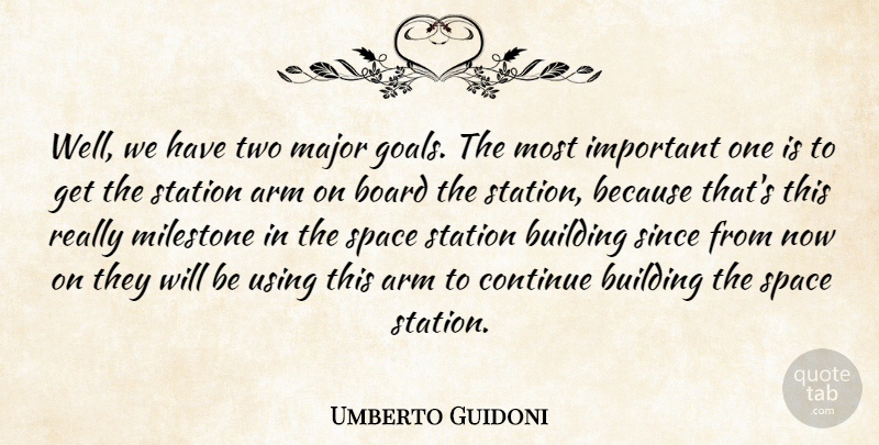 Umberto Guidoni Quote About Arm, Board, Continue, Major, Since: Well We Have Two Major...