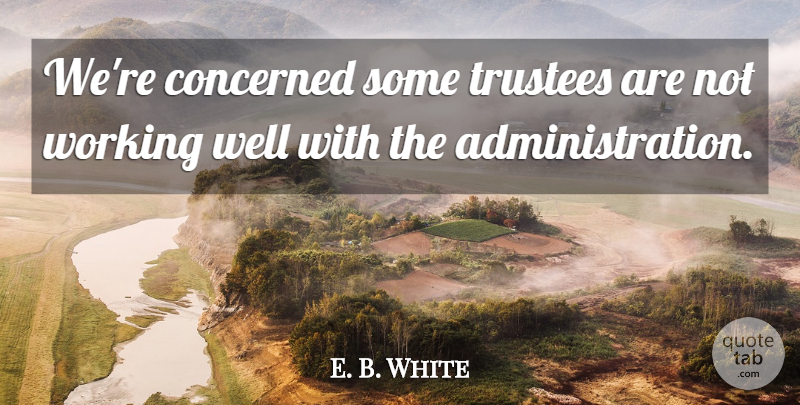 E. B. White Quote About Concerned: Were Concerned Some Trustees Are...