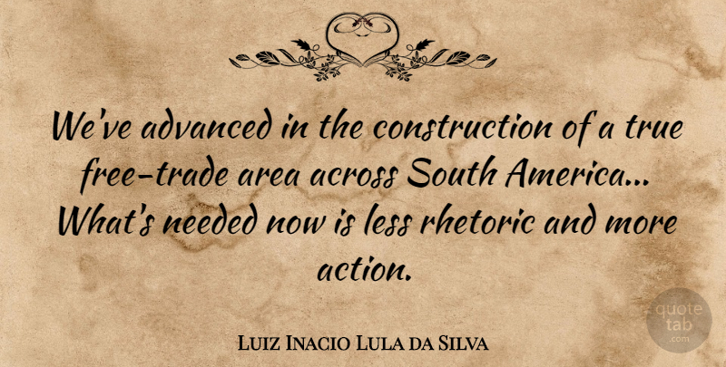 Luiz Inacio Lula da Silva Quote About America, Action, Construction: Weve Advanced In The Construction...