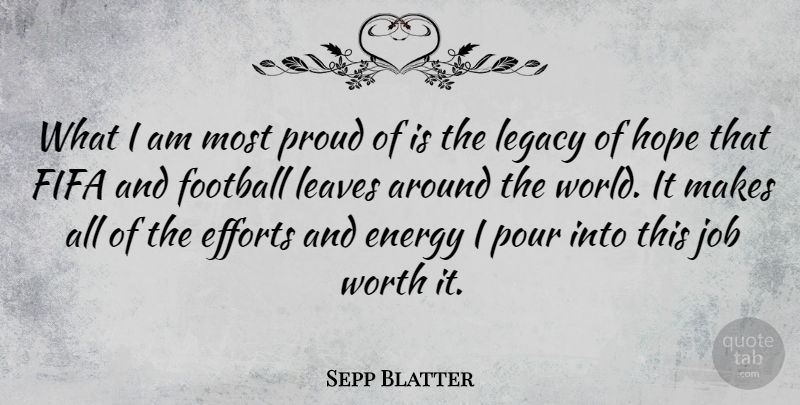 Sepp Blatter Quote About Football, Jobs, Effort: What I Am Most Proud...