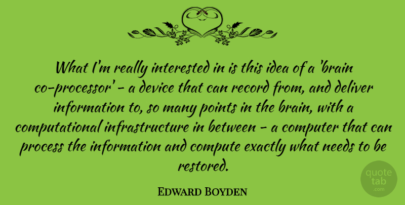 Edward Boyden Quote About Computer, Deliver, Device, Exactly, Information: What Im Really Interested In...