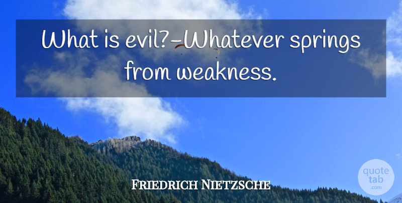 Friedrich Nietzsche Quote About Spring, Power, Evil: What Is Evil Whatever Springs...