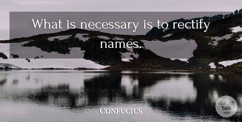 Confucius Quote About Names, Rectify: What Is Necessary Is To...