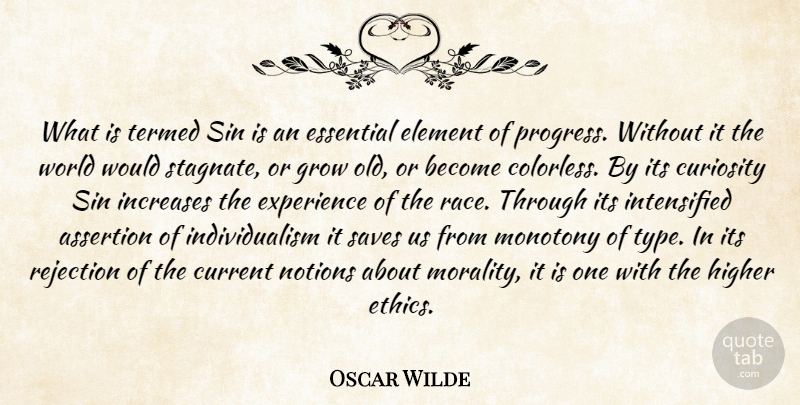 Oscar Wilde Quote About Progress, Elements, World: What Is Termed Sin Is...