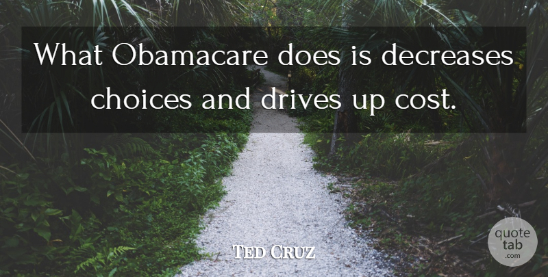 Ted Cruz Quote About Drives: What Obamacare Does Is Decreases...