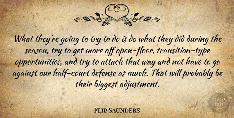 Flip Saunders Quote About Against, Attack, Biggest, Defense: What Theyre Going To Try...