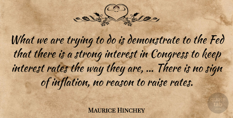 Maurice Hinchey Quote About Congress, Fed, Interest, Raise, Rates: What We Are Trying To...