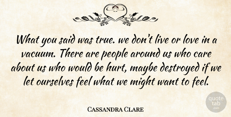 Cassandra Clare Quote About Hurt, People, Who Cares: What You Said Was True...