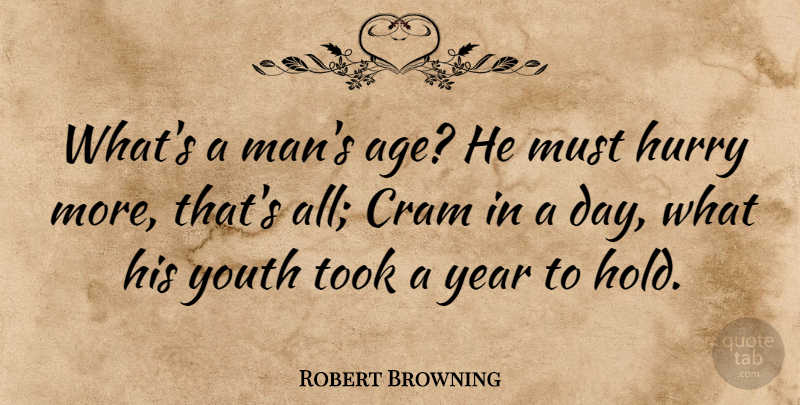 Robert Browning Quote About Time, Men, Years: Whats A Mans Age He...