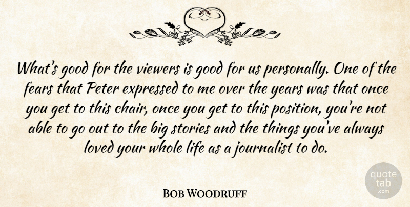 Bob Woodruff Quote About Expressed, Fear, Fears, Good, Journalist: Whats Good For The Viewers...