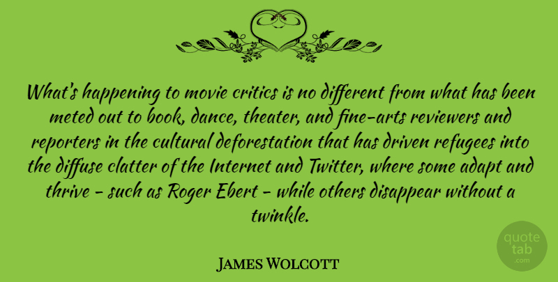 James Wolcott Quote About Inspirational, Dance, Art: Whats Happening To Movie Critics...
