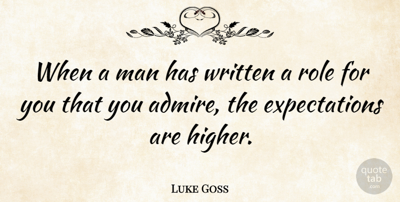 Luke Goss Quote About Men, Expectations, Roles: When A Man Has Written...