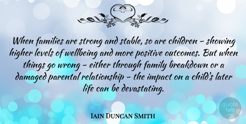 Iain Duncan Smith Quote About Strong, Children, Impact: When Families Are Strong And...