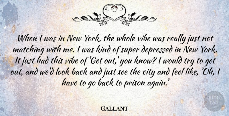 Gallant Quote About Matching, Super, Vibe: When I Was In New...