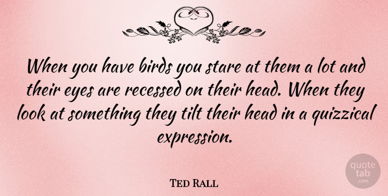 Ted Rall Quote About Eye, Expression, Bird: When You Have Birds You...