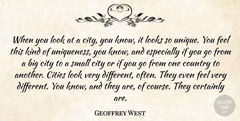 Geoffrey West Quote About Certainly, Cities, Country, Looks: When You Look At A...