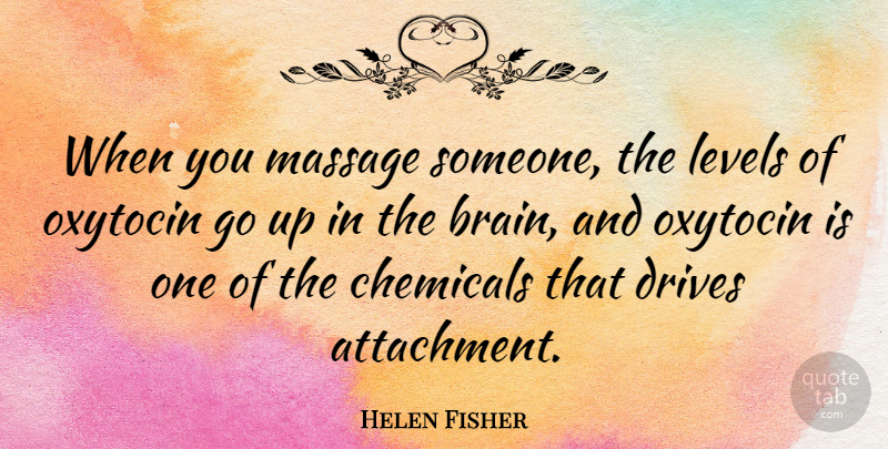 Helen Fisher Quote About Oxytocin, Attachment, Brain: When You Massage Someone The...